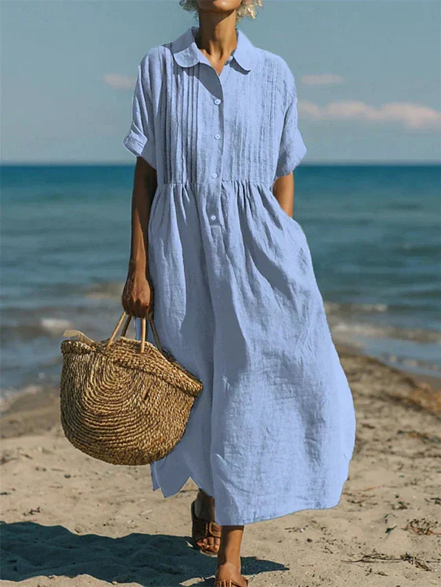 Arianne | Robe Chemise Fluide en Coton Élégant