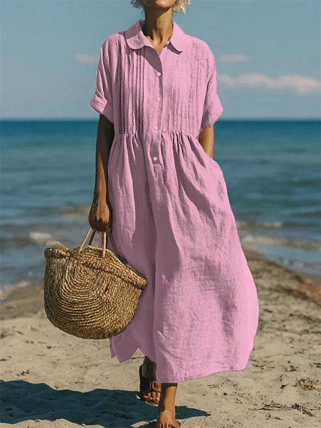 Arianne | Robe Chemise Fluide en Coton Élégant