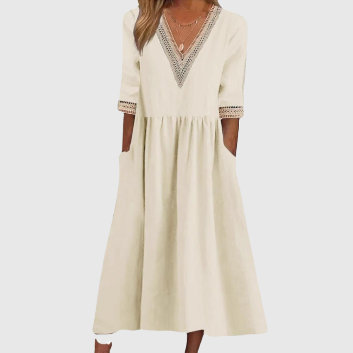 LIVIE | ROBE MI-LONGUE À DENTELLE