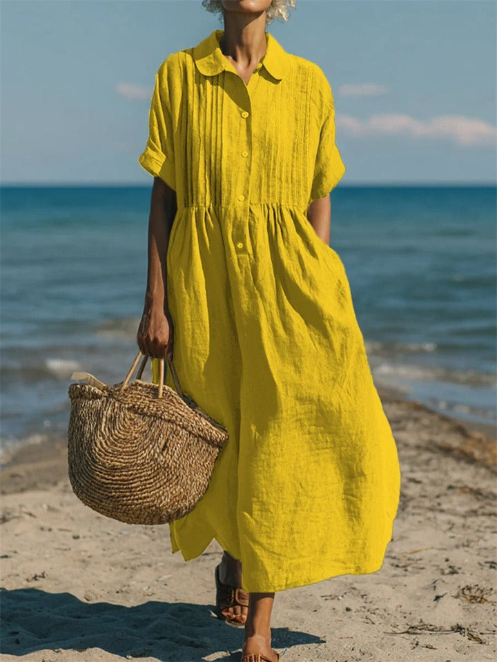Arianne | Robe Chemise Fluide en Coton Élégant