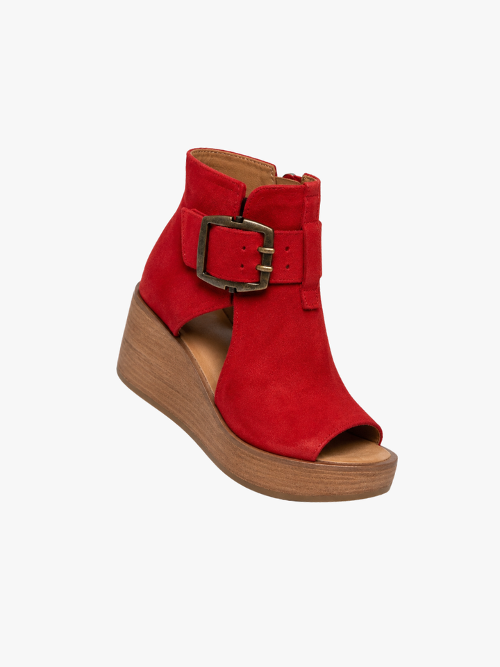 Victoire | Bottines à bout ouvert et talon compensé