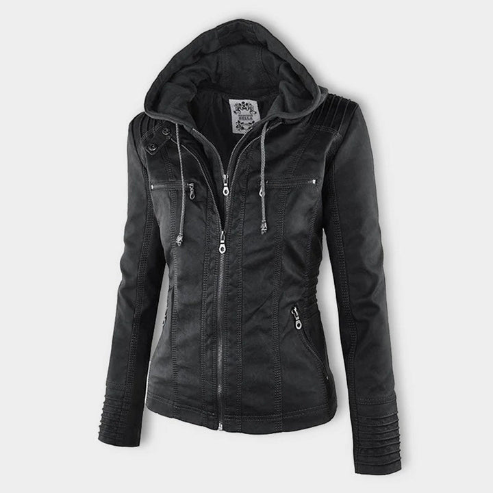 Eva™ | Elegante leren jas met capuchon
