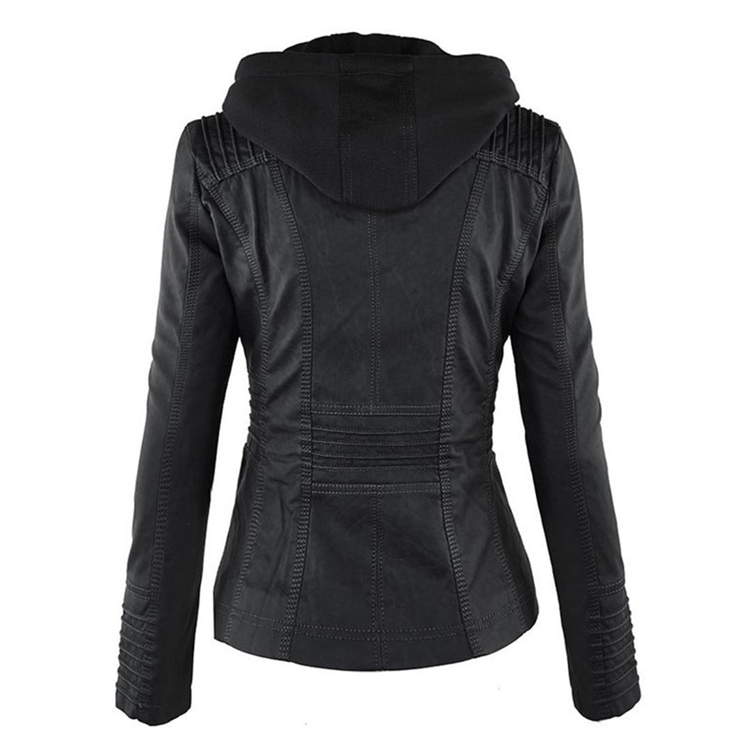 Eva™ | Elegante leren jas met capuchon