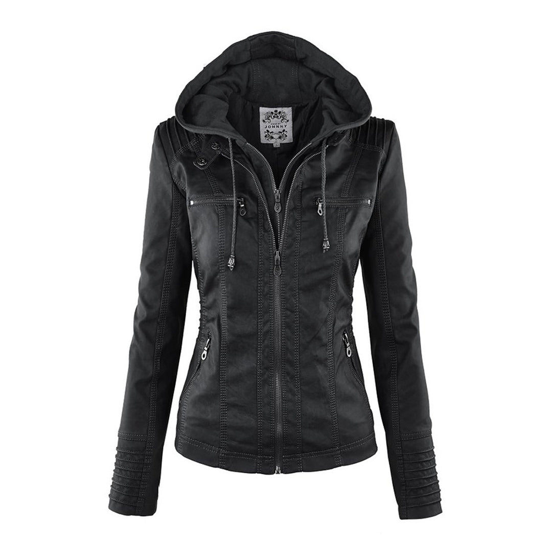 Eva™ | Elegante leren jas met capuchon