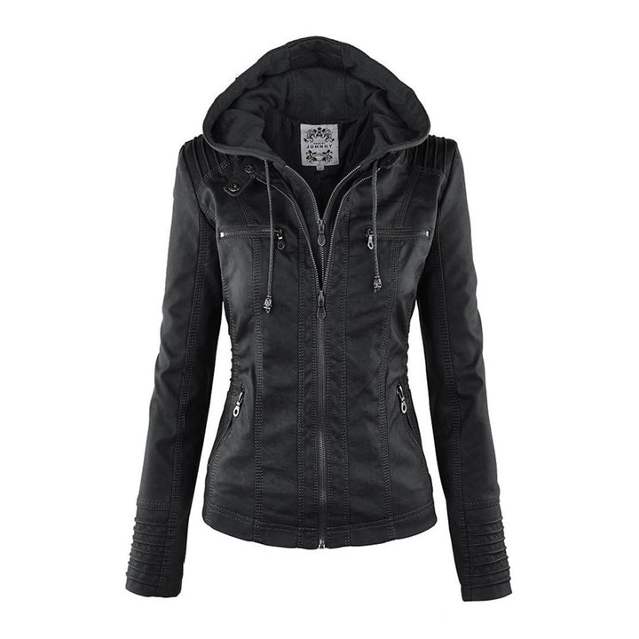 Eva™ | Elegante leren jas met capuchon