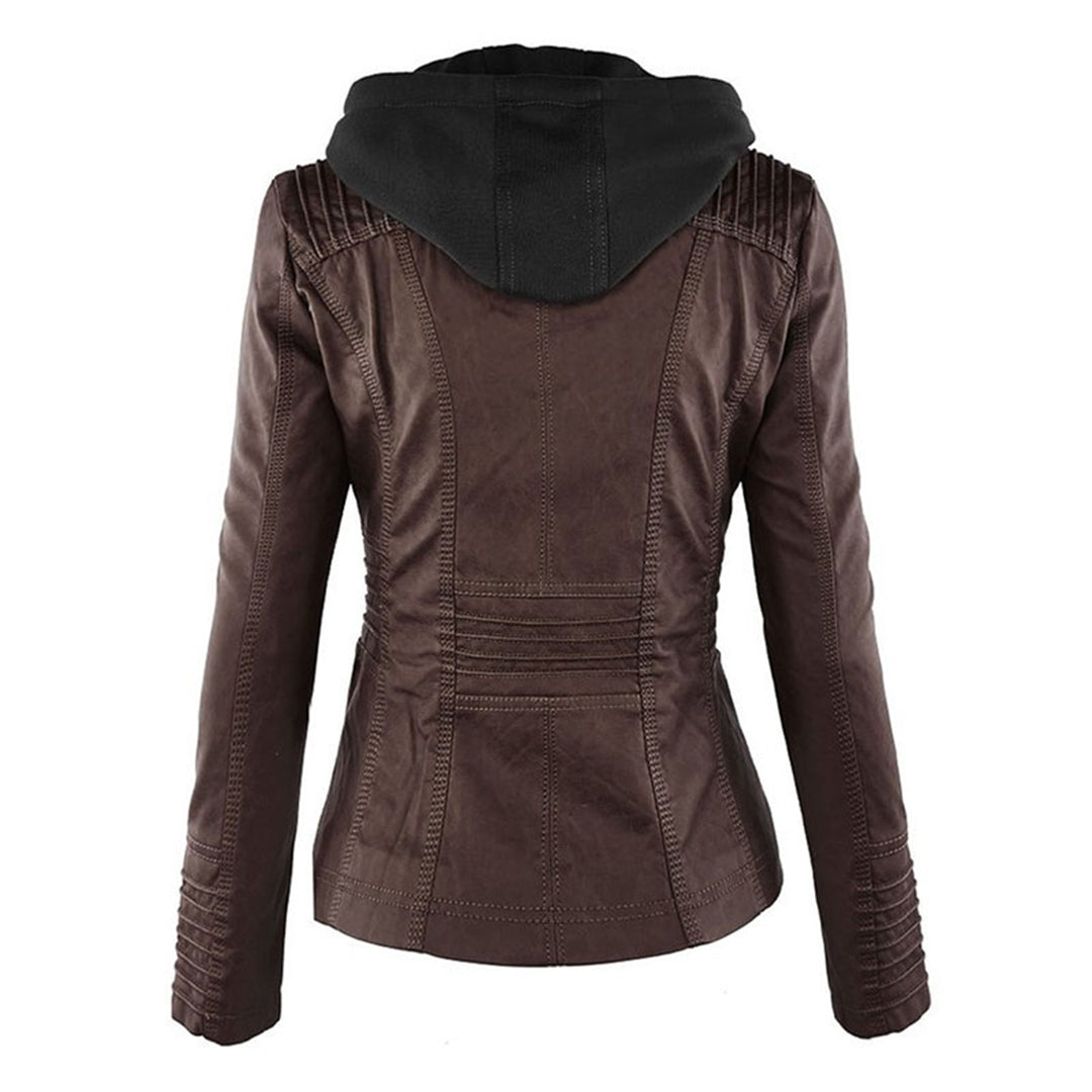Eva™ | Elegante leren jas met capuchon