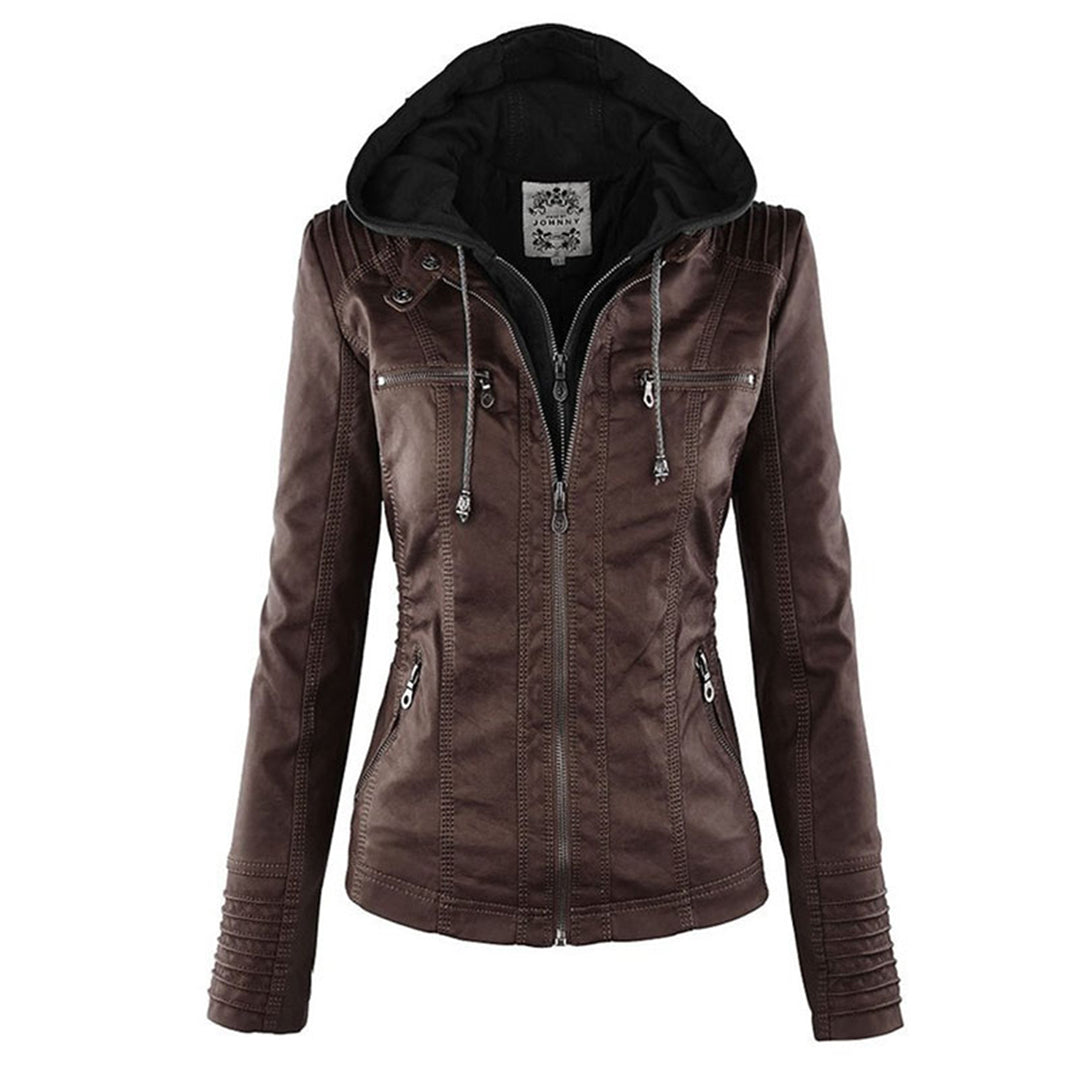 Eva™ | Elegante leren jas met capuchon