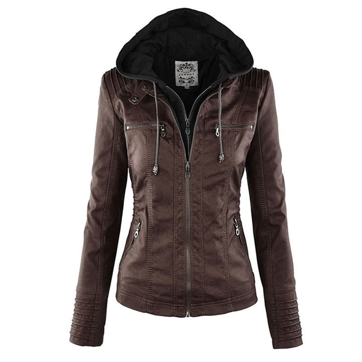Eva™ | Elegante leren jas met capuchon