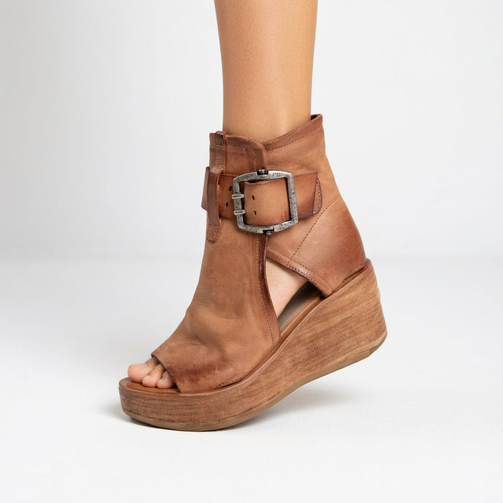 Victoire | Bottines à bout ouvert et talon compensé