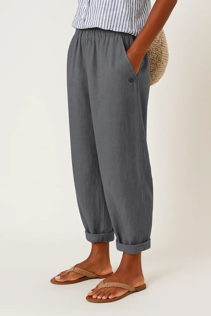 Edith - Pantalon Léger en Lin et Coton Élégant