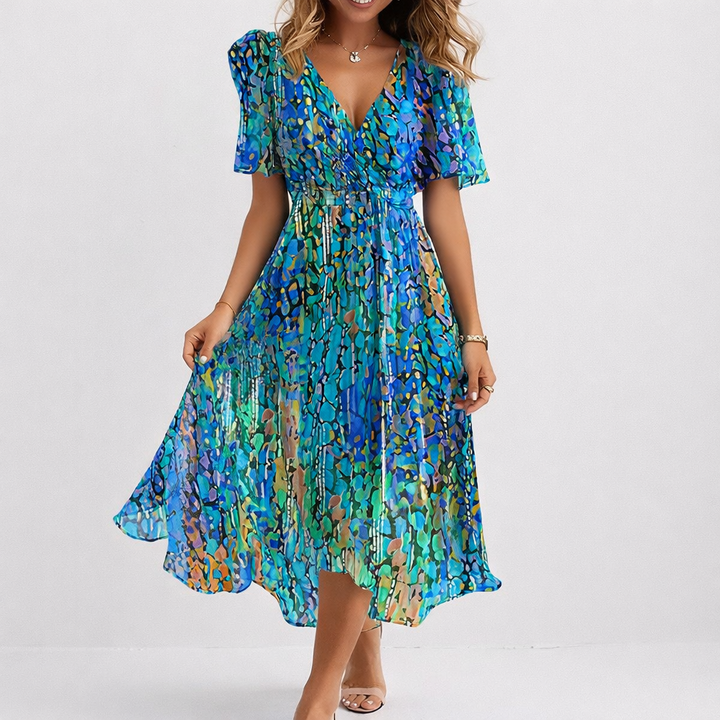 SAPHIR | ROBE MIDI CÔTIÈRE BLEUE AÉRÉE