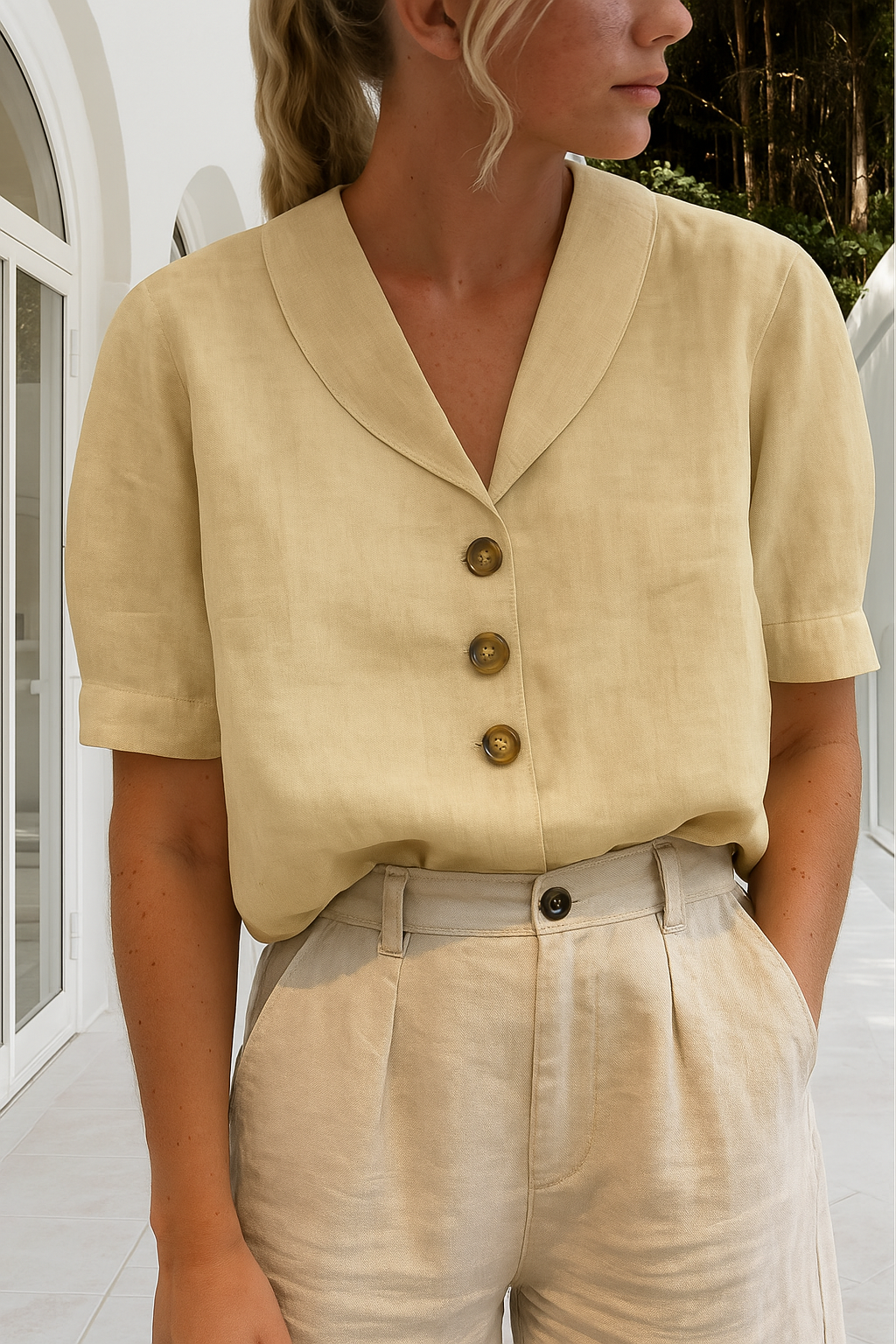 Celyra | Blouse tendance en coton et lin pour femmes