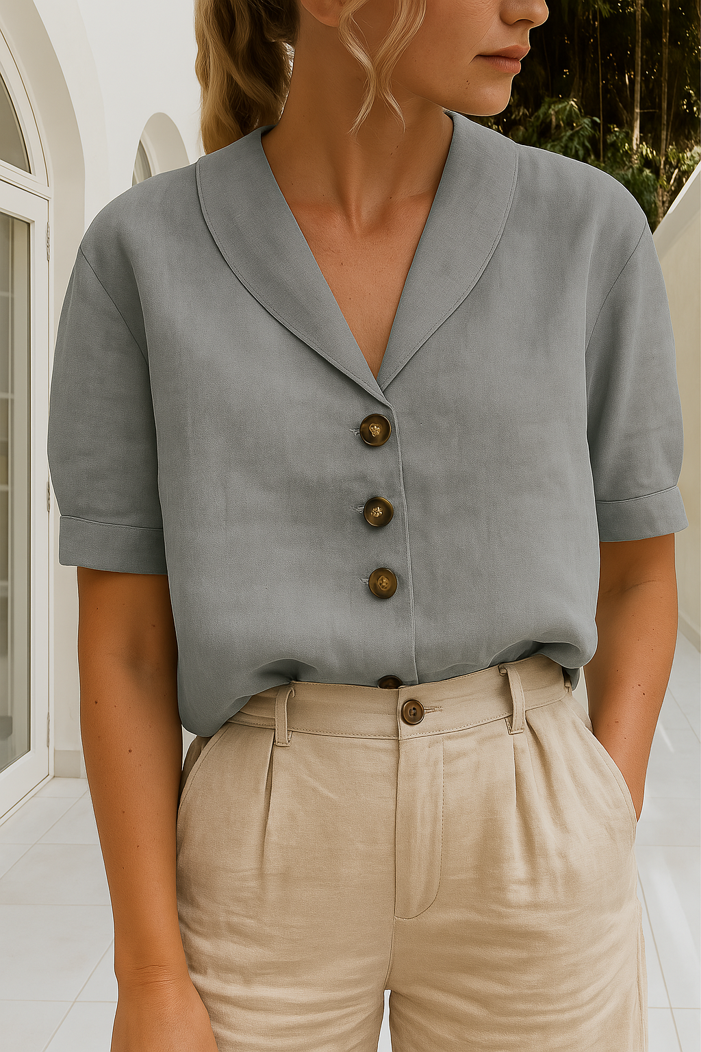 Celyra | Blouse tendance en coton et lin pour femmes