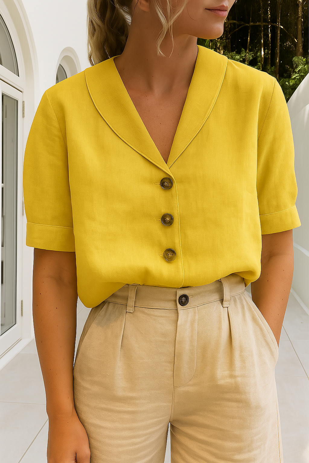 Celyra | Blouse tendance en coton et lin pour femmes