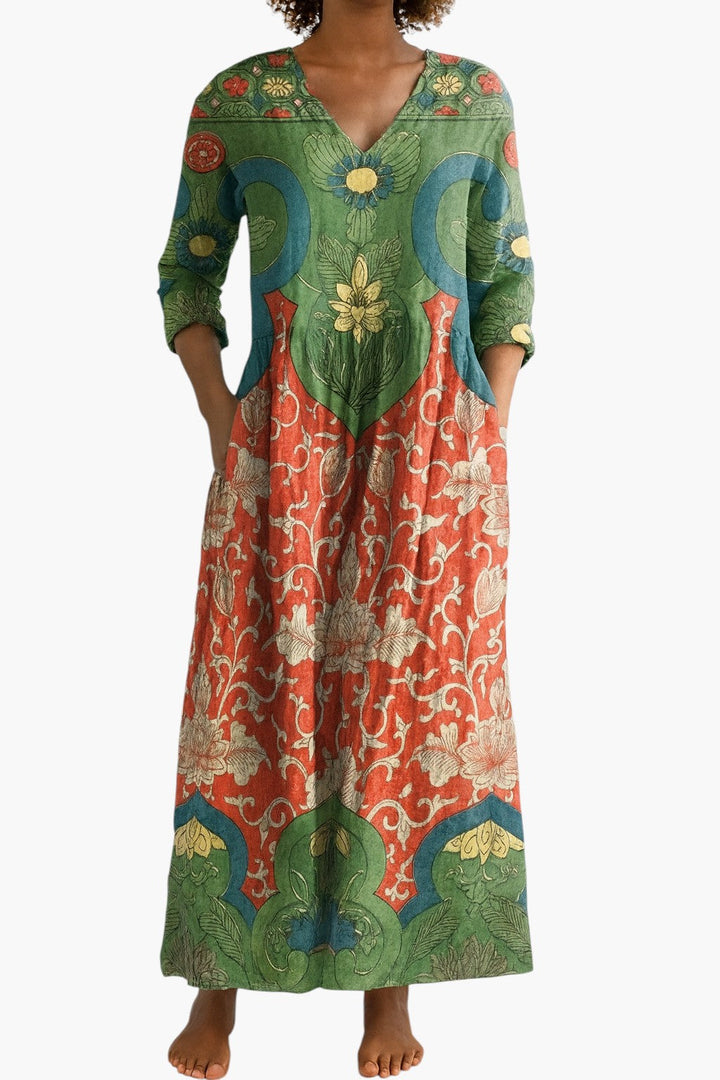 Mirthe | Maxi jurk met vintage bloemenprint