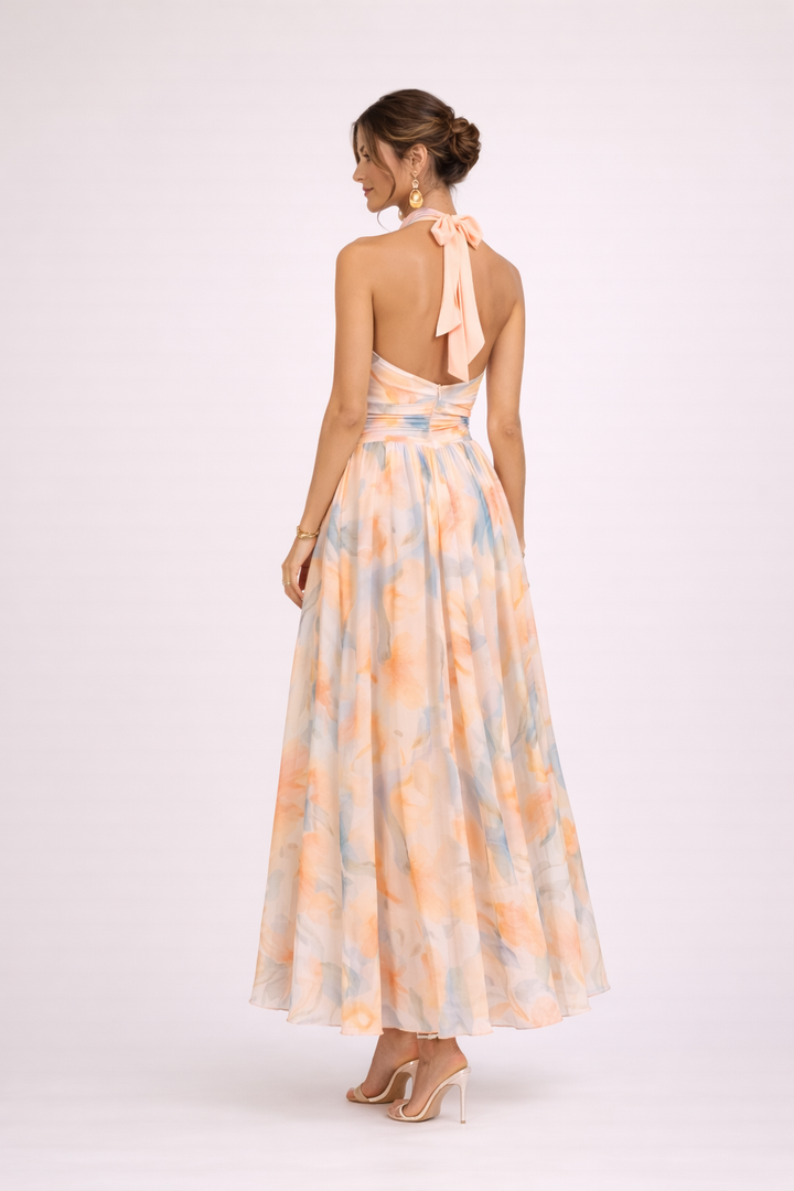 CAMILLE - Robe Col Américain Aquarelle