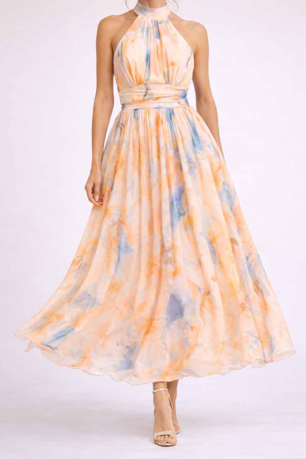 CAMILLE - Robe Col Américain Aquarelle