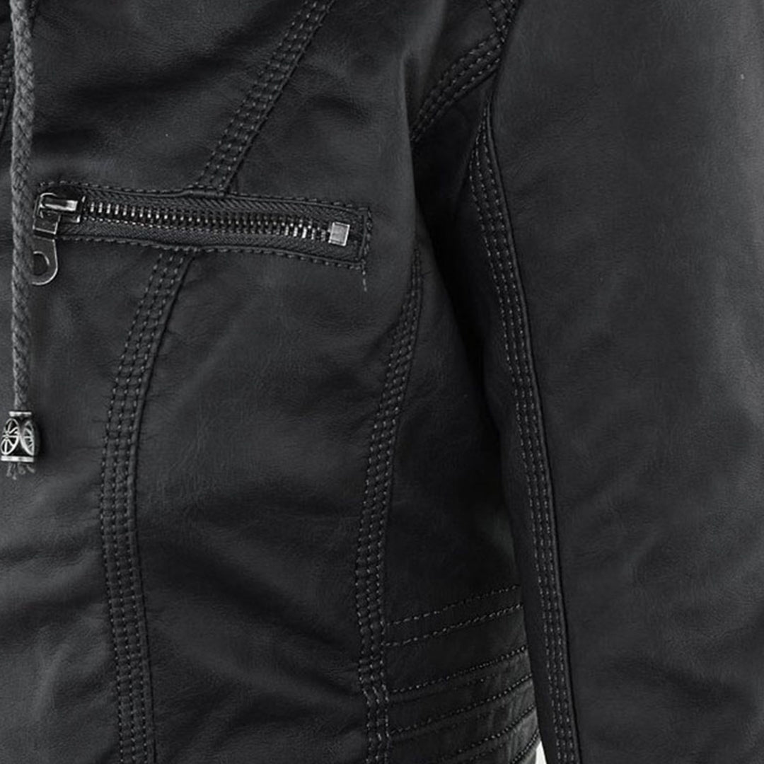 Eva™ | Elegante leren jas met capuchon