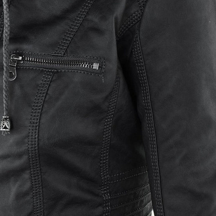 Eva™ | Elegante leren jas met capuchon