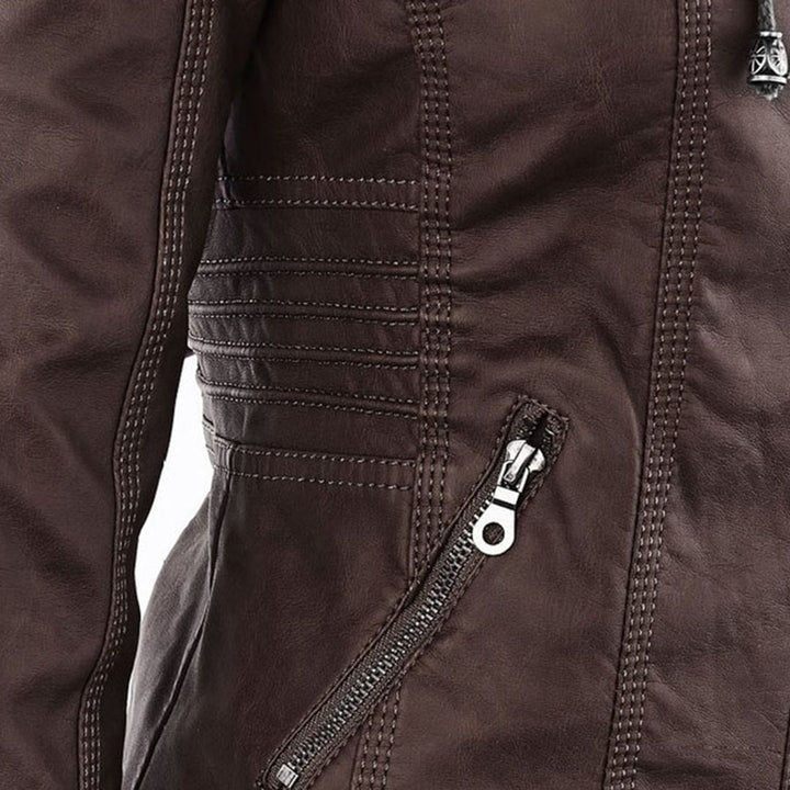 Eva™ | Elegante leren jas met capuchon
