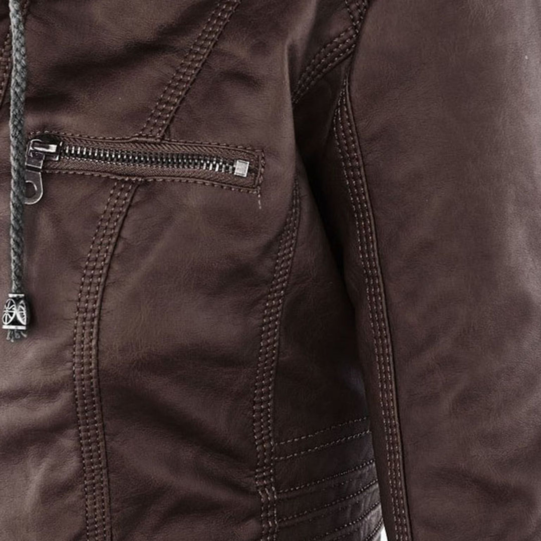 Eva™ | Elegante leren jas met capuchon