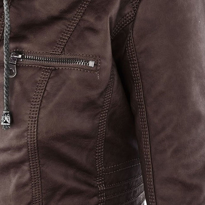 Eva™ | Elegante leren jas met capuchon