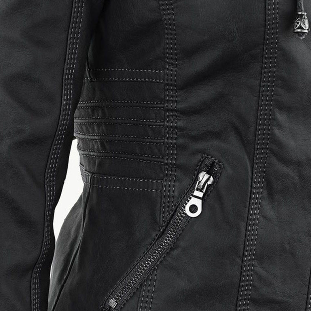 Eva™ | Elegante leren jas met capuchon