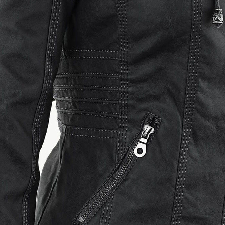 Eva™ | Elegante leren jas met capuchon