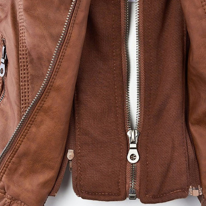 Eva™ | Elegante leren jas met capuchon