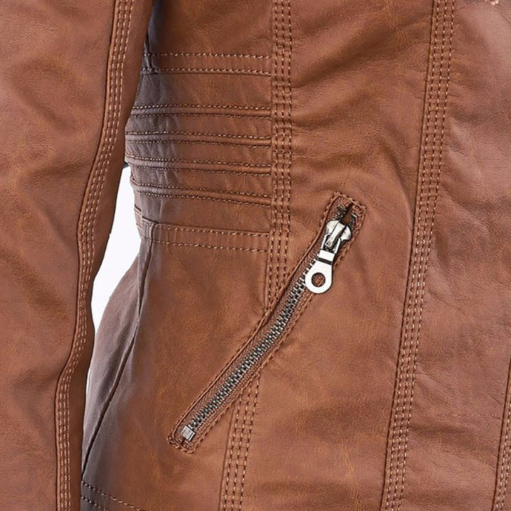 Eva™ | Elegante leren jas met capuchon