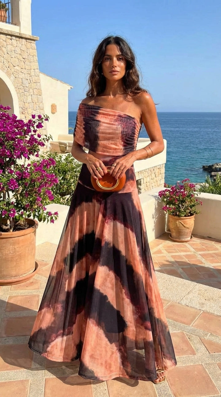 Robe imprimé orange et marron