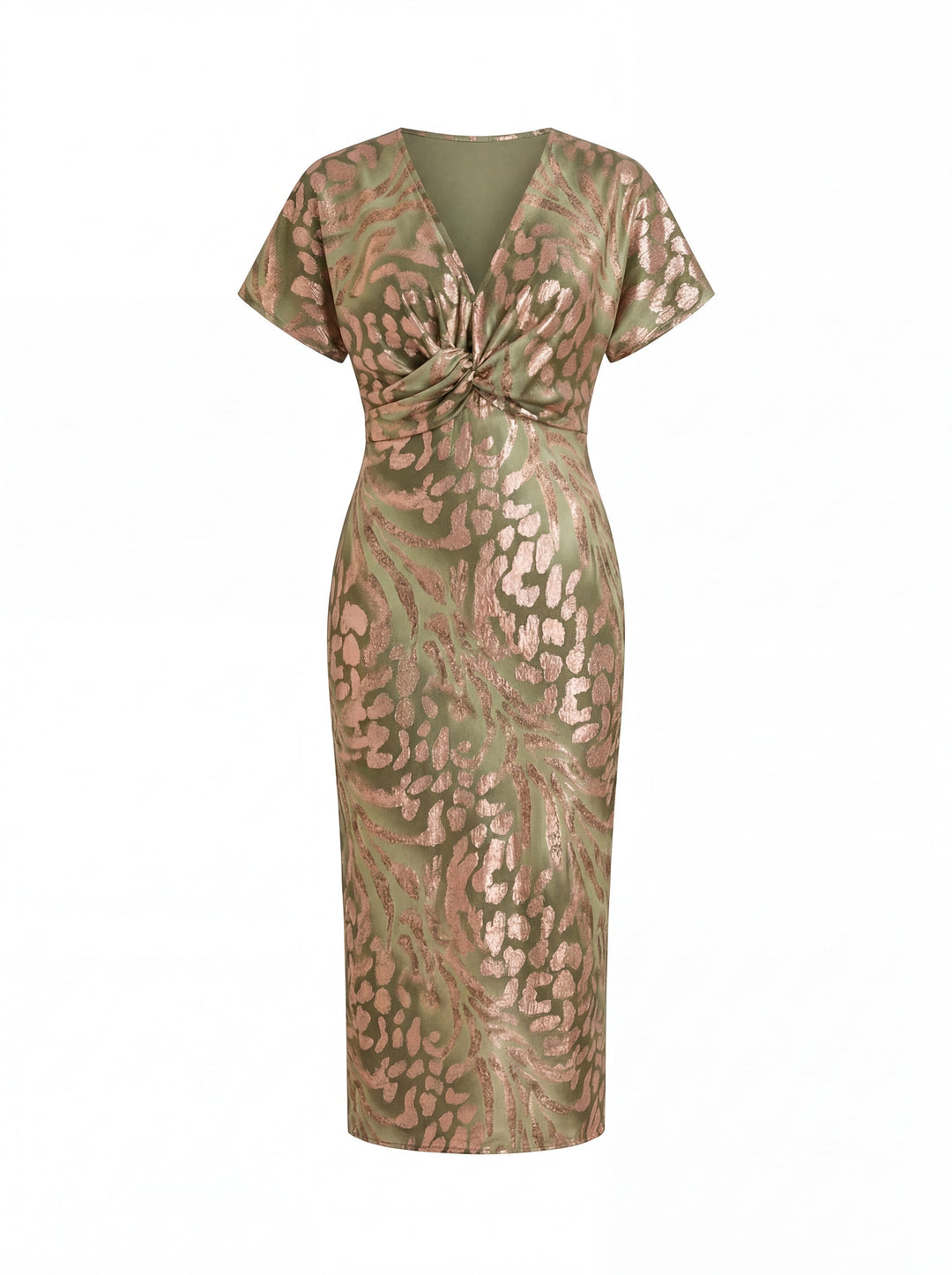 Robe midi effet amincissant avec nœud central et chute fluide