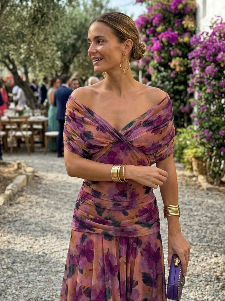 Robe longue avec décolleté en V