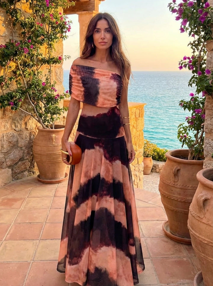 Robe imprimé orange et marron
