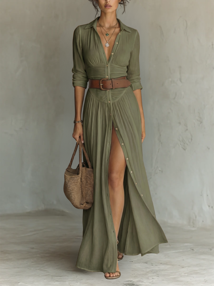 Annastasia — Robe longue élégante à col tailleur