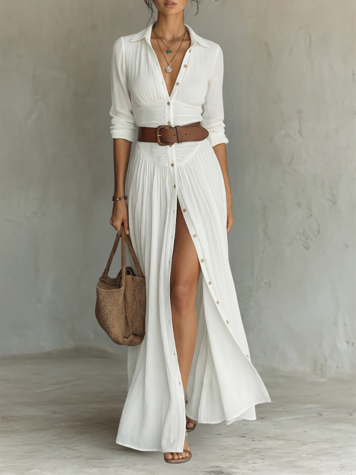 Annastasia — Robe longue élégante à col tailleur