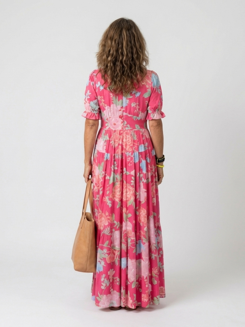 Lénie | Robe midi fleurie col V