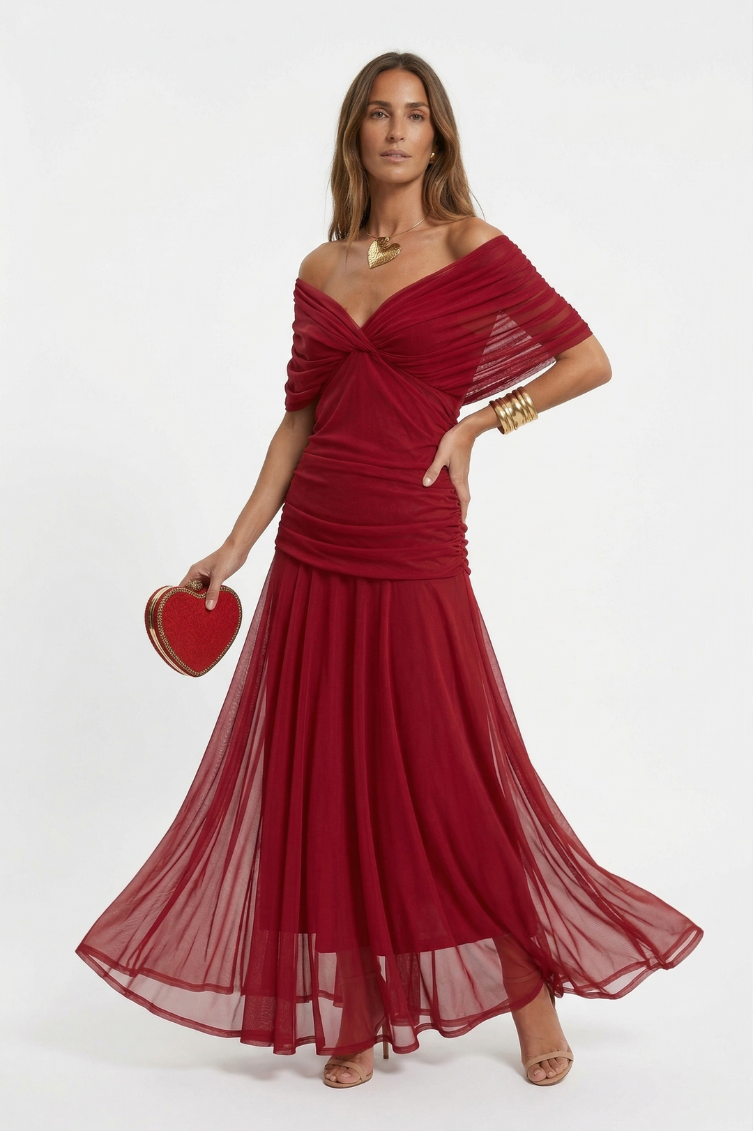 Robe longue avec décolleté en V