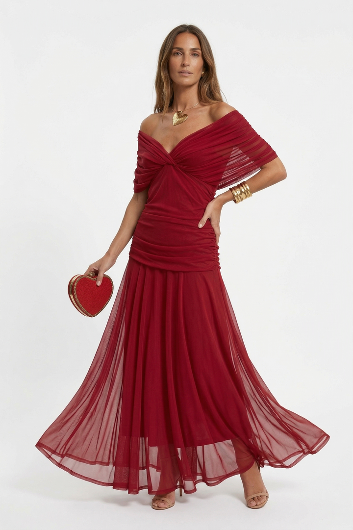 Robe longue avec décolleté en V