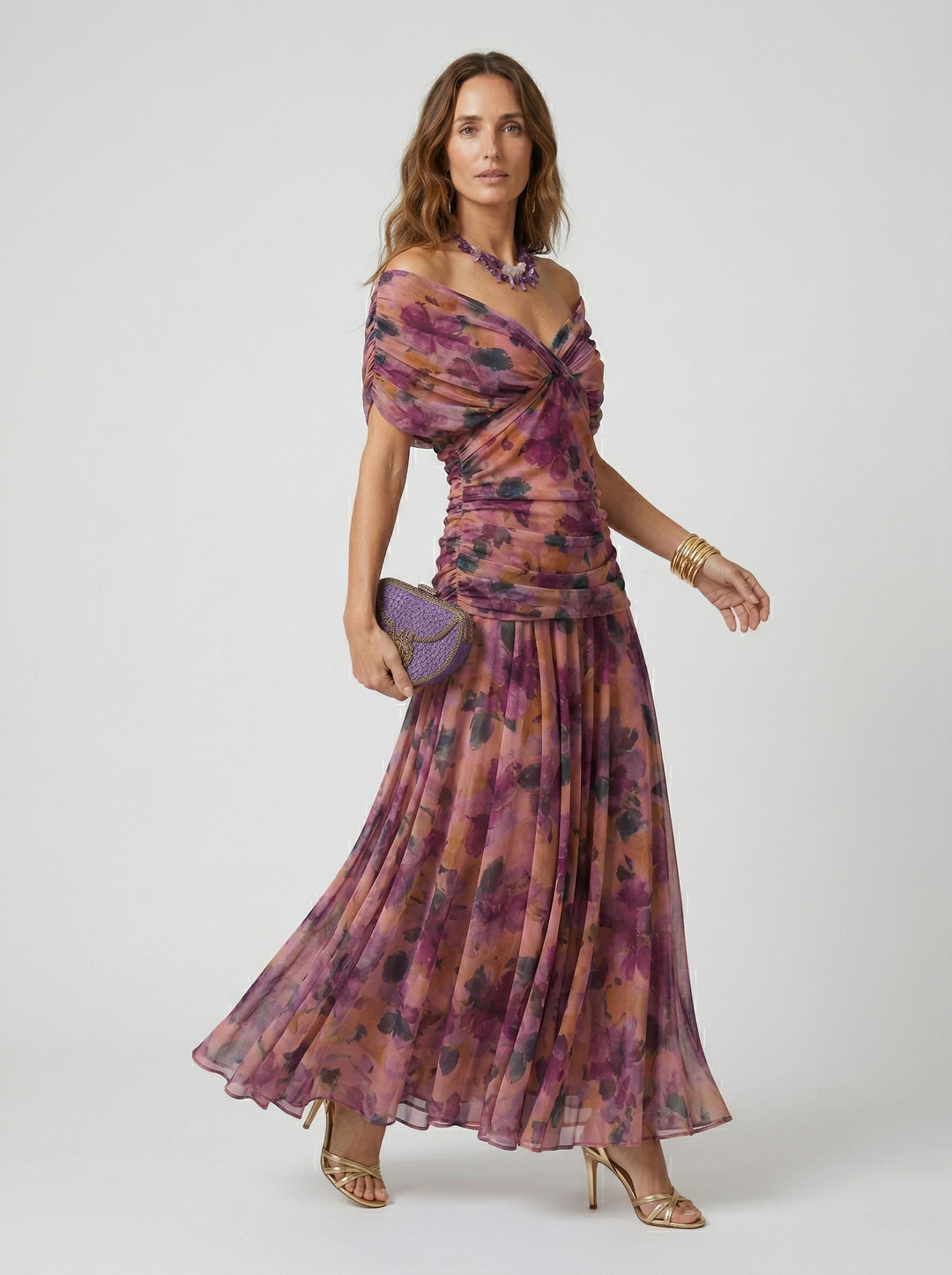 Robe longue avec décolleté en V