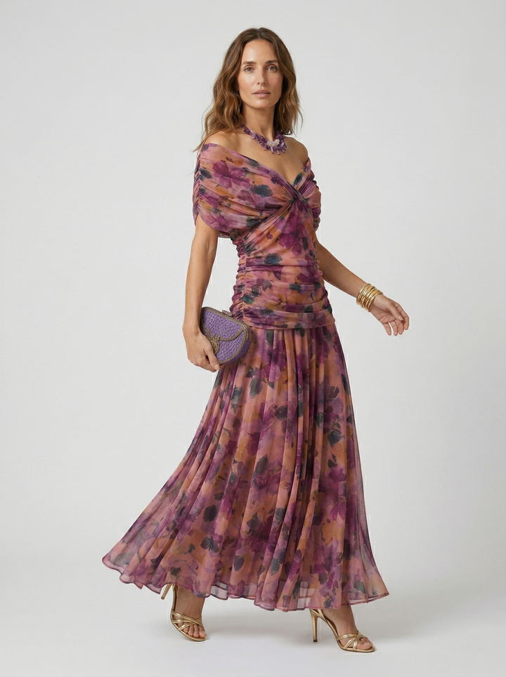 Robe longue avec décolleté en V