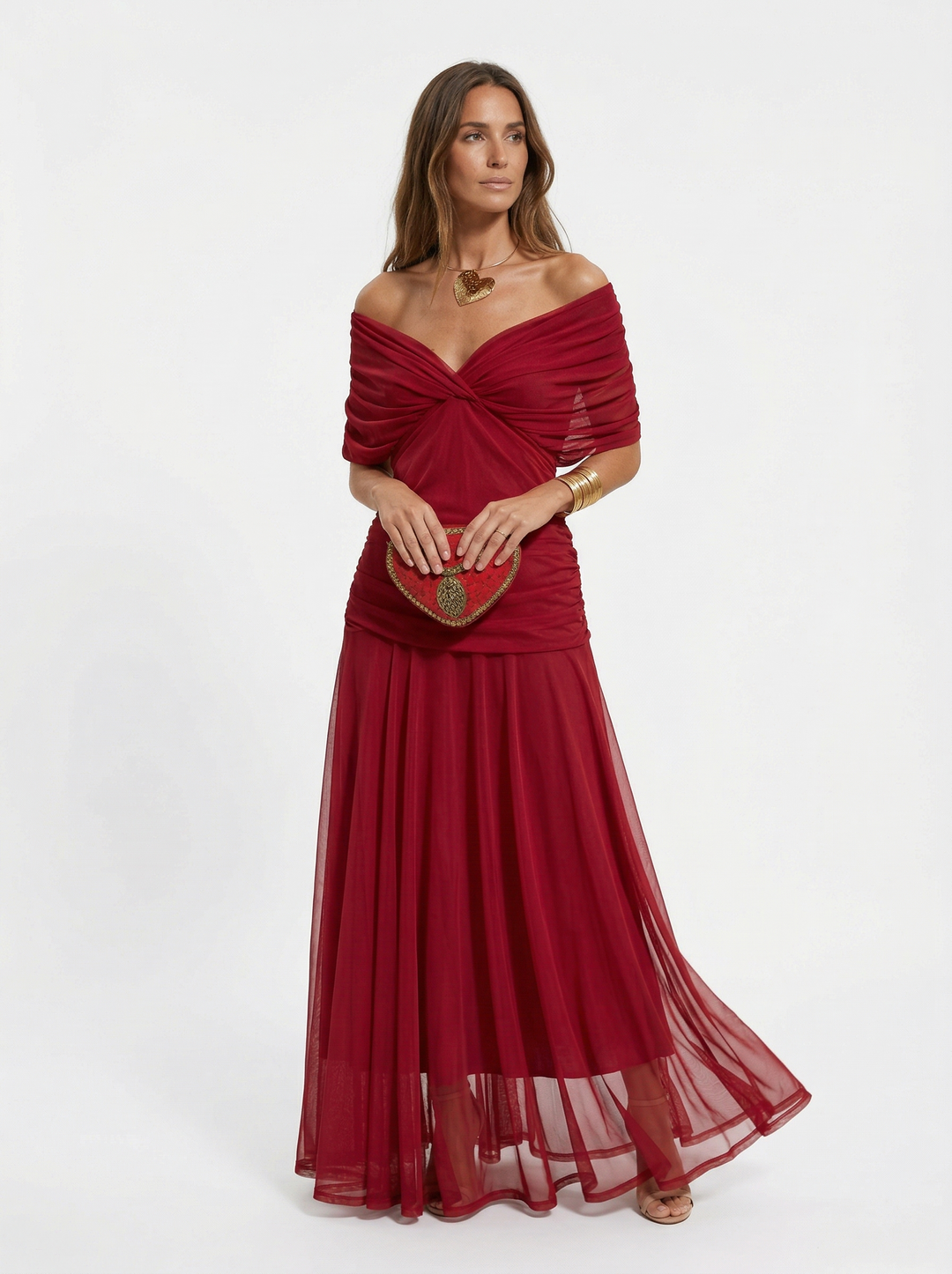 Robe longue avec décolleté en V