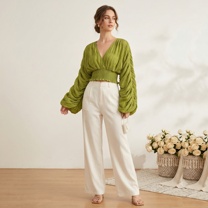 NOÉMIE | Blouse d'été sexy en mousseline drapée