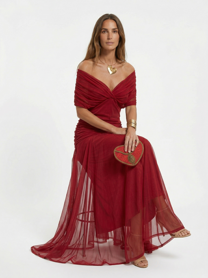 Robe longue avec décolleté en V