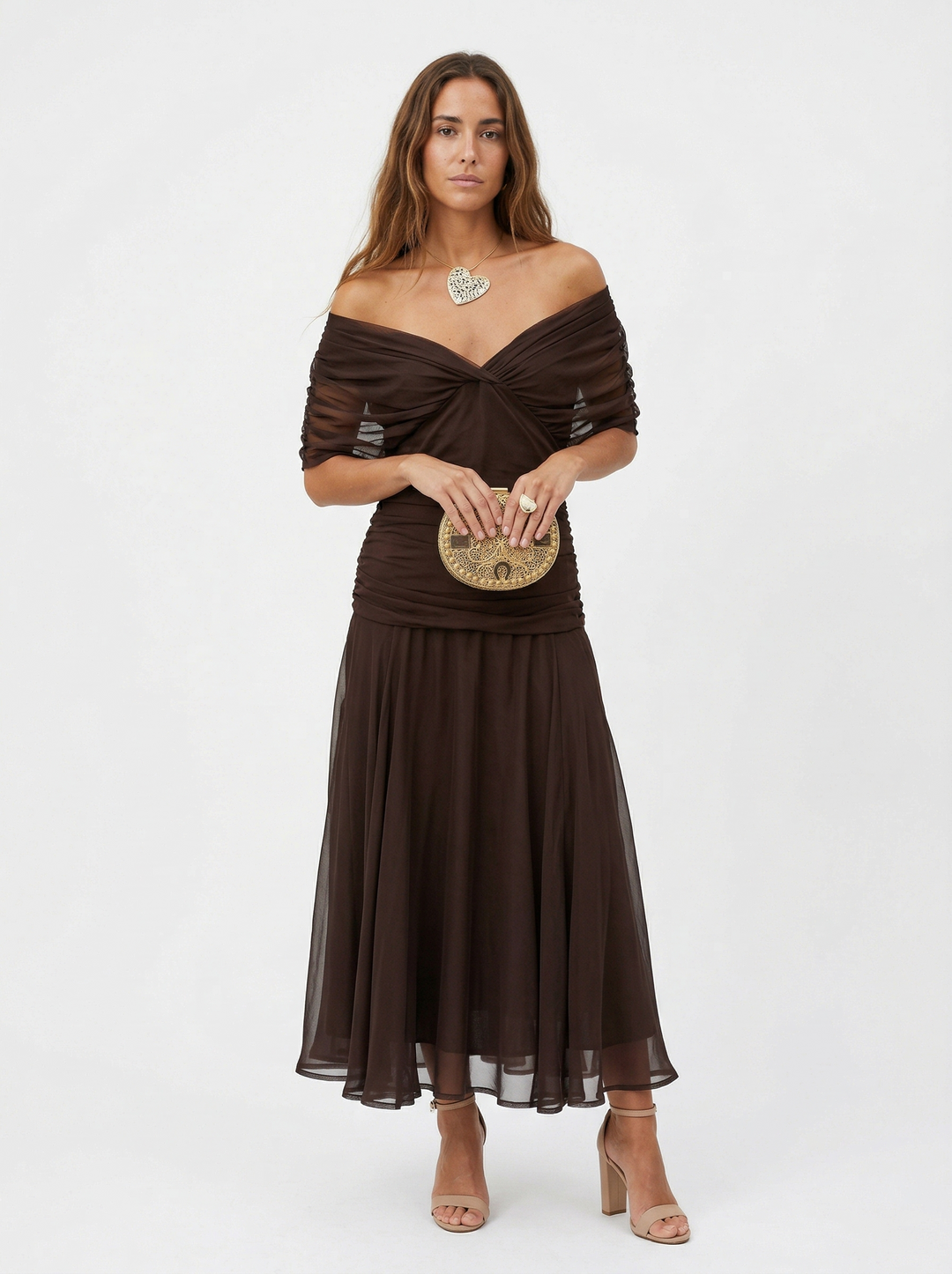 Robe longue avec décolleté en V