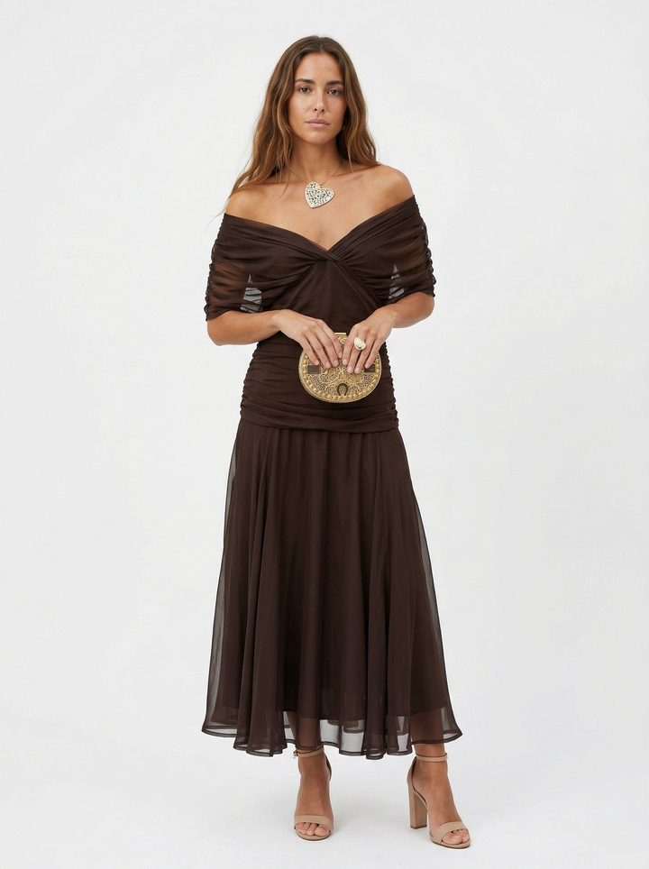 Robe longue avec décolleté en V