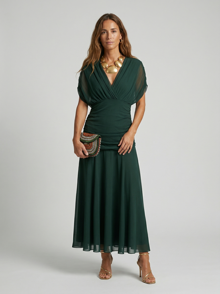 Robe longue avec décolleté en V