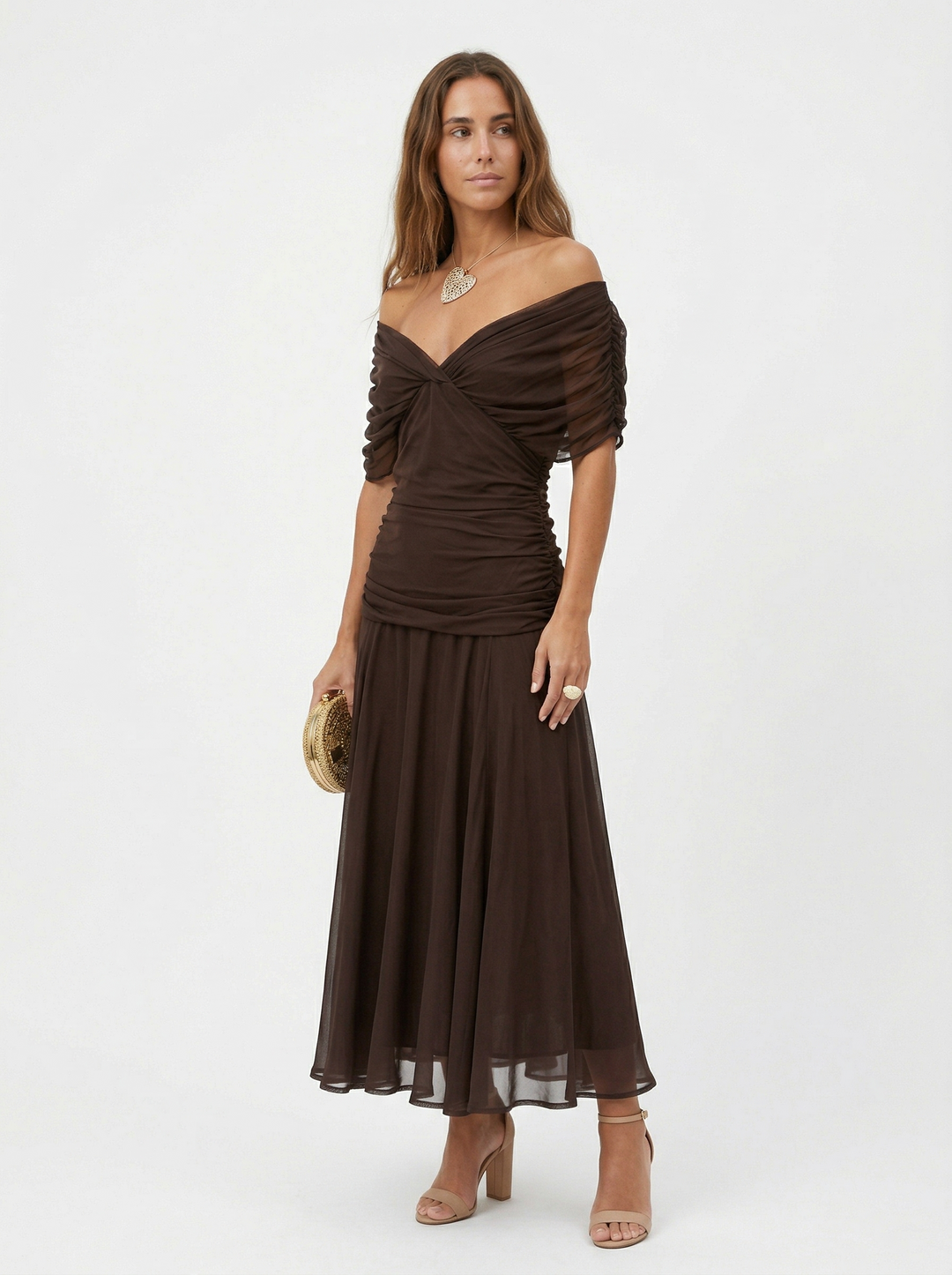 Robe longue avec décolleté en V