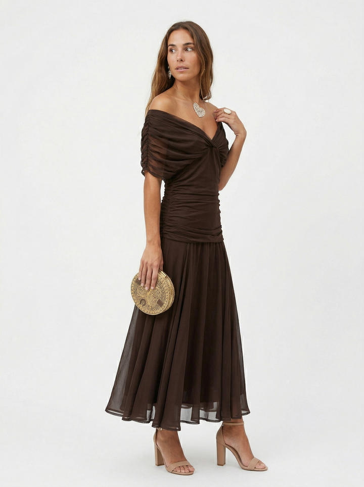 Robe longue avec décolleté en V