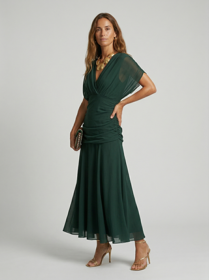 Robe longue avec décolleté en V